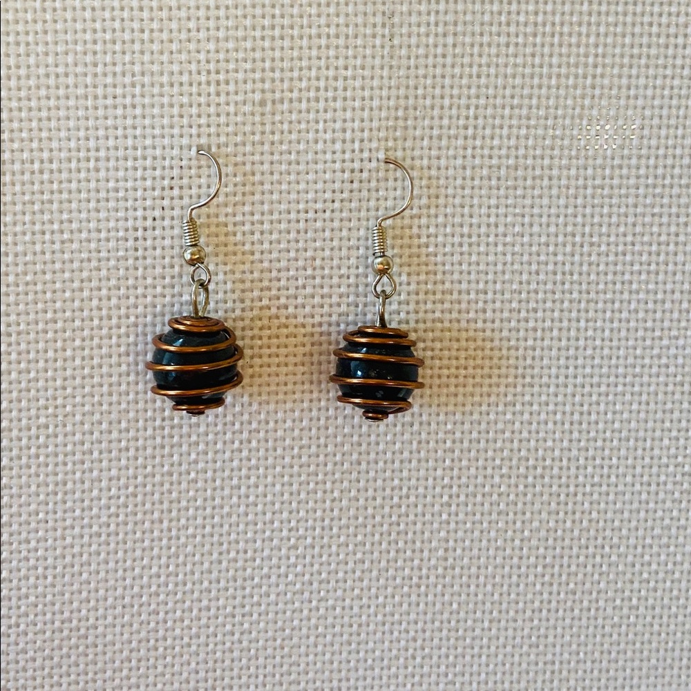 Wire wrapped ball earrings